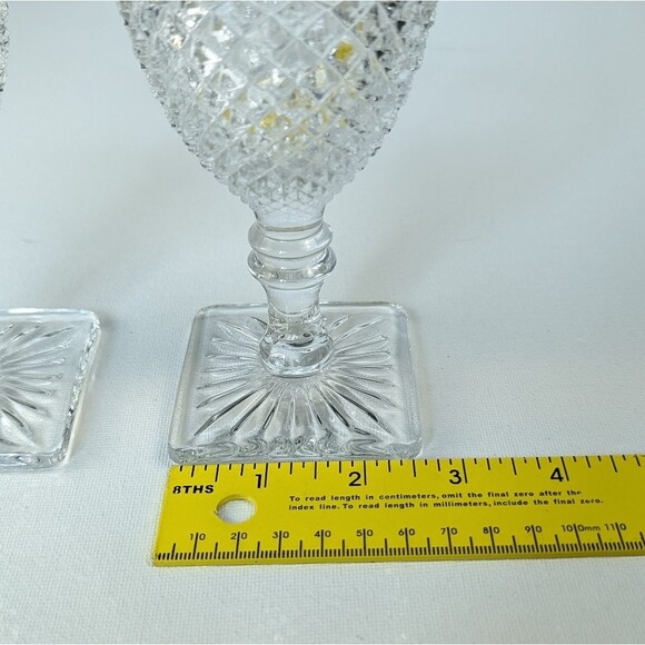 Vintage Westmoreland Hobnail Pressed Glass Goblets Diamond Cut Clear – Set of 2 - Picture 6 of 6